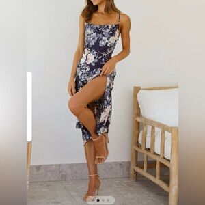 Hello Molly navy mariposa midi dress- Small